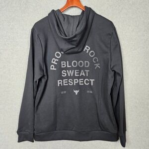 Under Armour Project Rock Fleece Hoodie Mens L Loose Fit Black 6007180-001 New